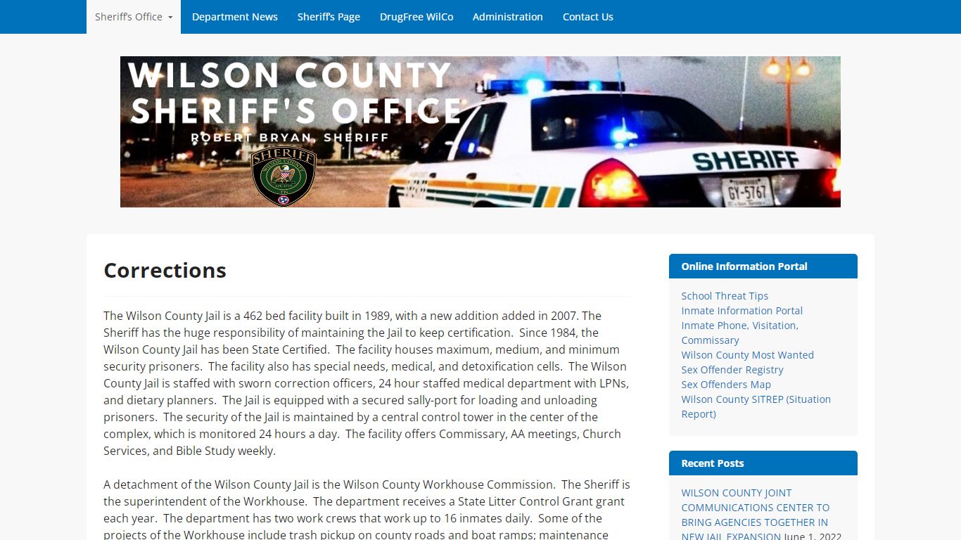 Corrections – Wilson County Sheriff's Office